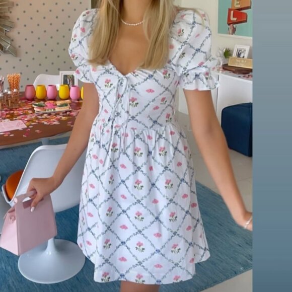 Hill House Ophelia Mini Dress in Butterfly Trellis NWT Size S - Picture 2 of 2